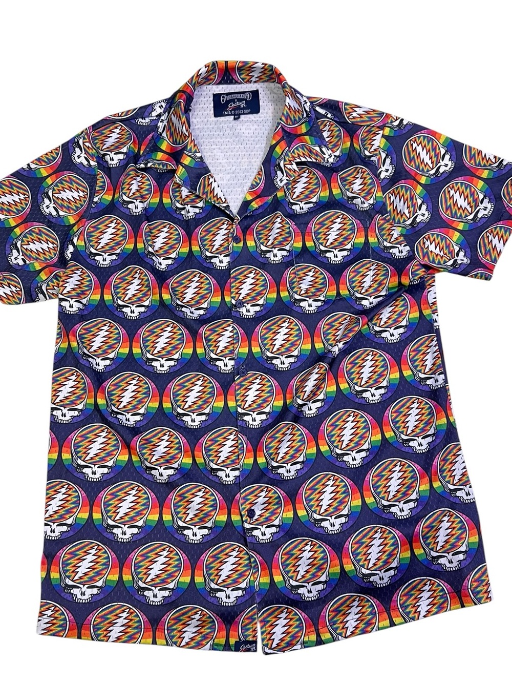 Grateful Dead Shirt Mens XL Section 119 Polo Stealie Skulls Mesh Shirt